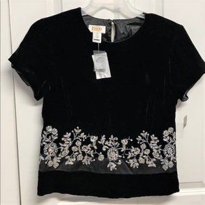 Talbots Blouse Size 10 Velvet Beaded New